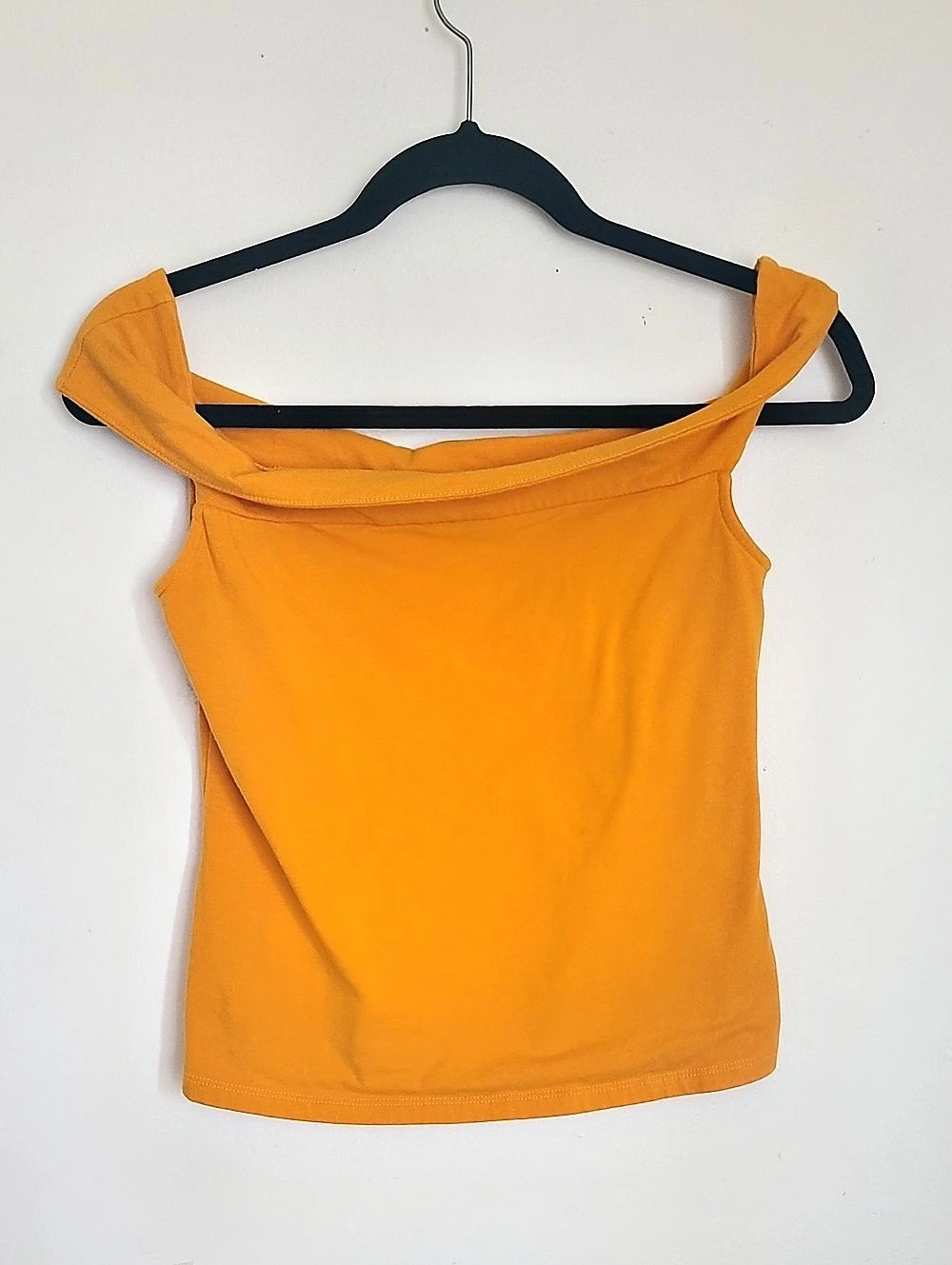 A New Day Mustard Yellow Draped Neck Off Shoulder Tank Top Size Small